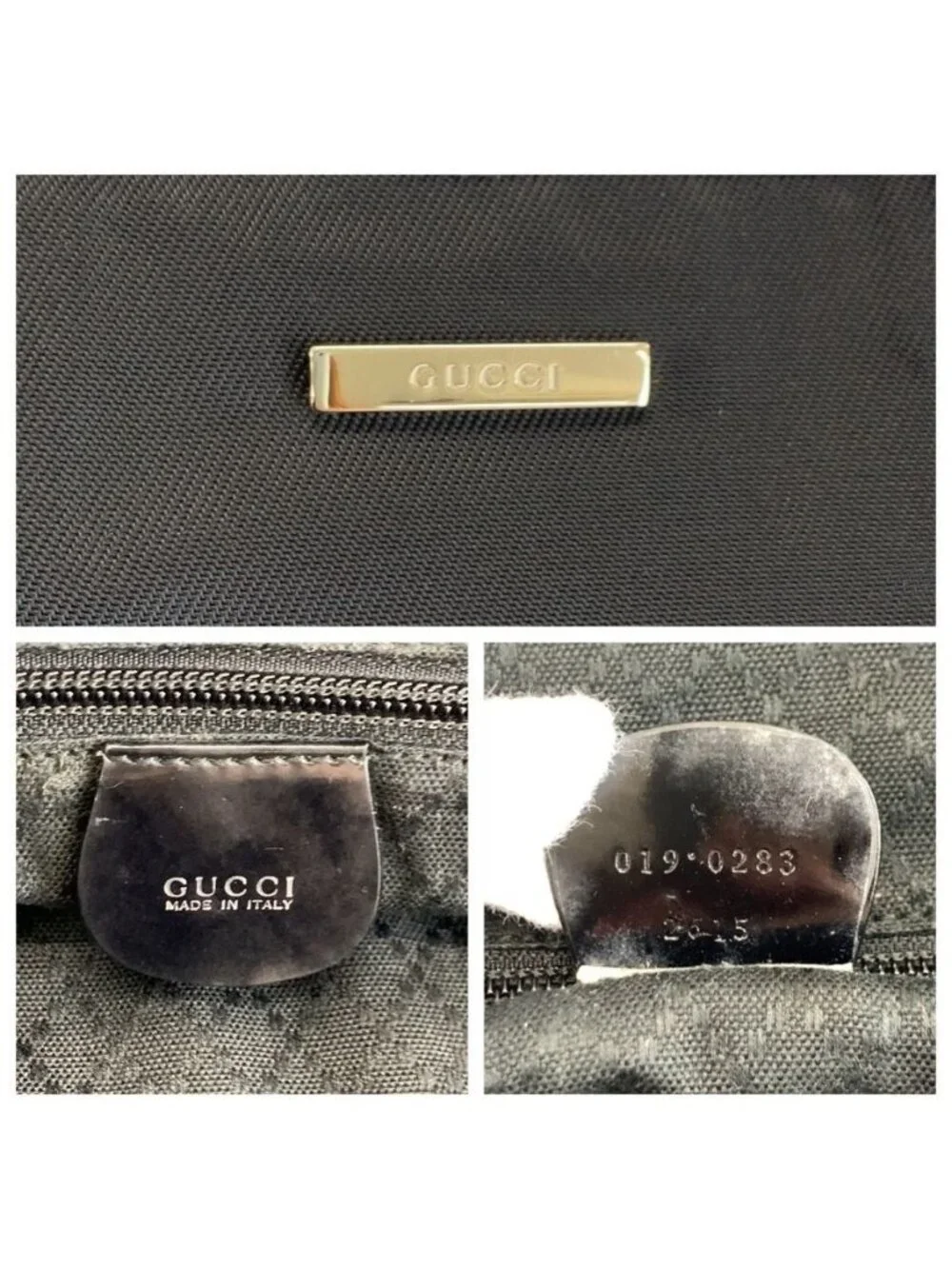 Gucci Black Silver Nylon 019 Tote Shoulder Bag 2-Way